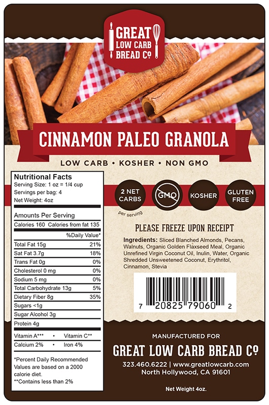 LCF 156 WO18936 Cinnamon Paleo Granola 4oz