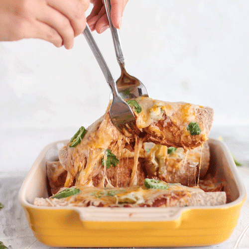 Enchiladas in a serving dish